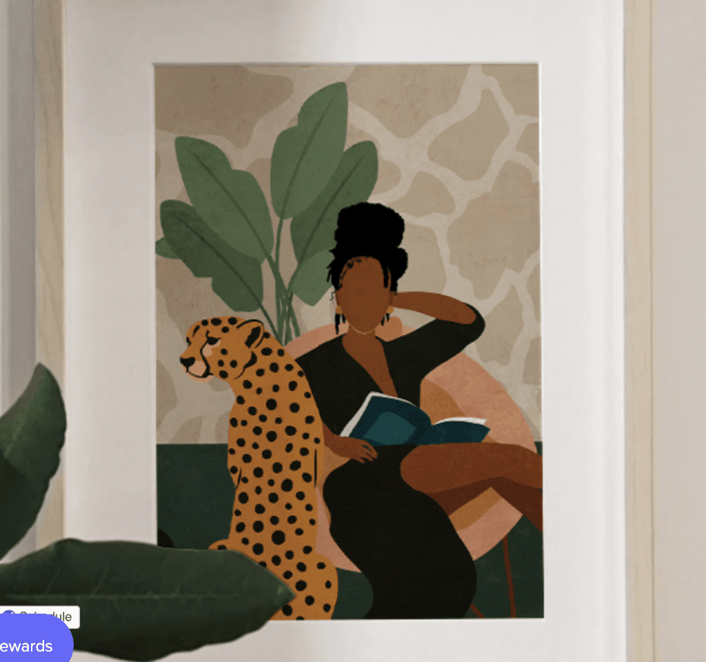 Illustrative Print of Woman Sitting on Couch from DomoInk